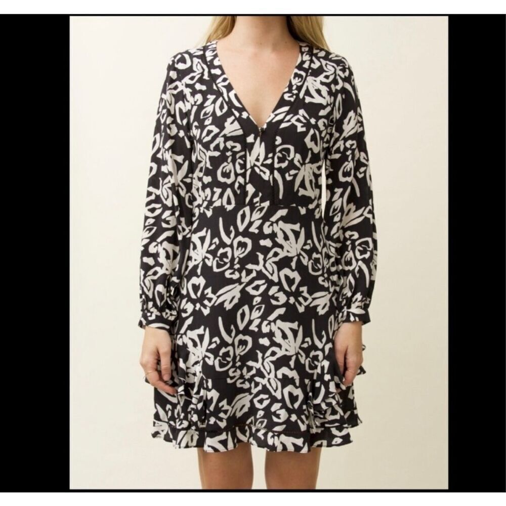 Tanya Taylor NWT black silk mini cocktail Sadie Dress size 4 NWT